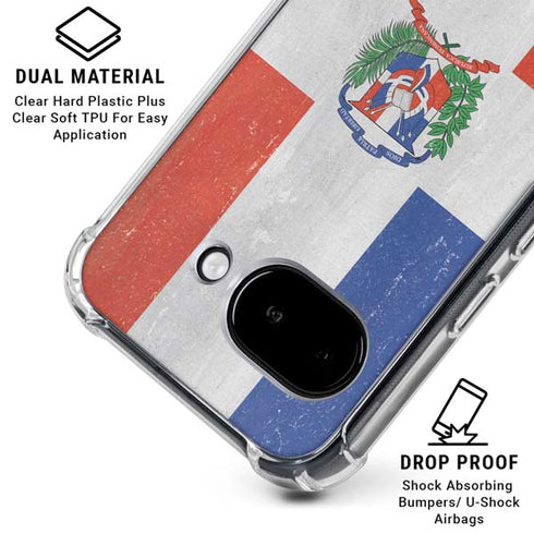 Dominican Republic Flag Distressed Google Pixel 9a Clear Case